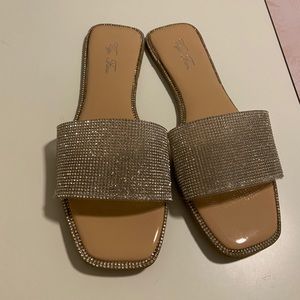 Fashion Nova rhinestone flat sandals